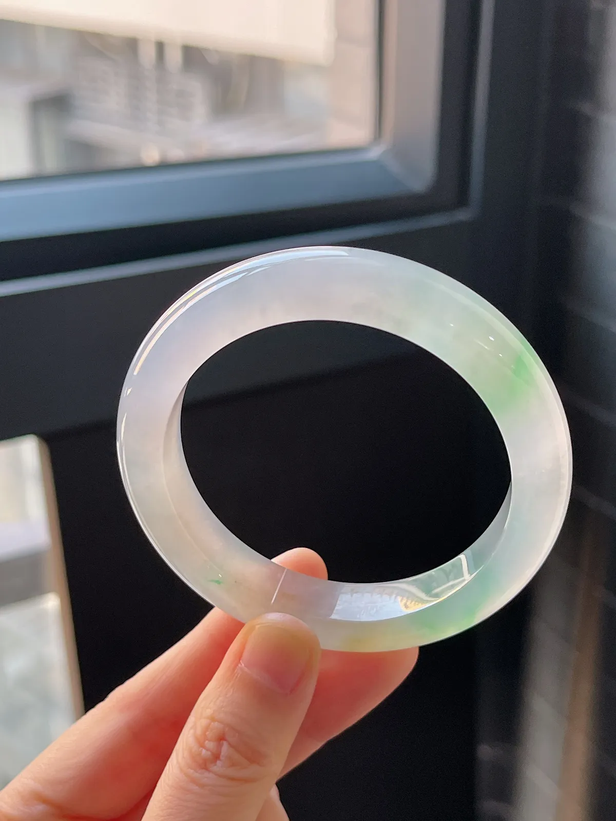 正圈55圈口，翡翠冰种黄加绿手镯