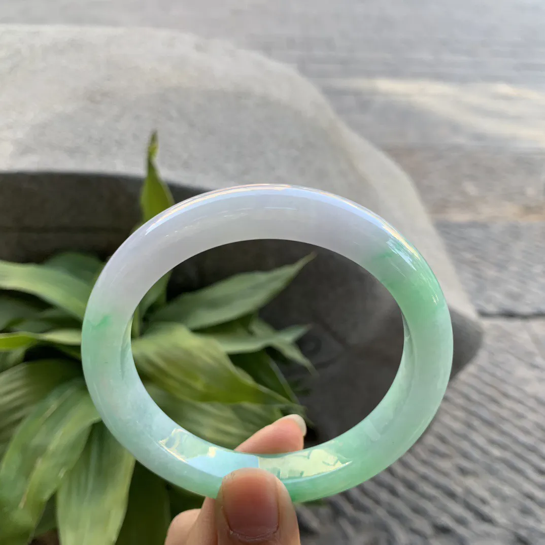 大圈口62.6-11.7-9.7 【飘阳绿正圈手镯】正圈62 63可戴