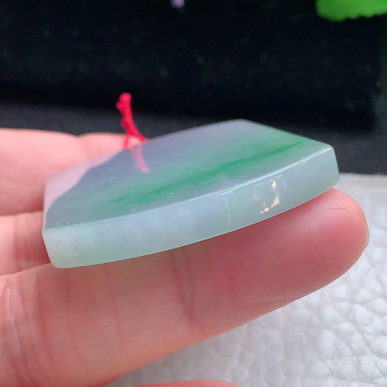 Ktj实拍50.5*38.5*5.5缅甸翡翠淡春彩平安无事牌吊坠