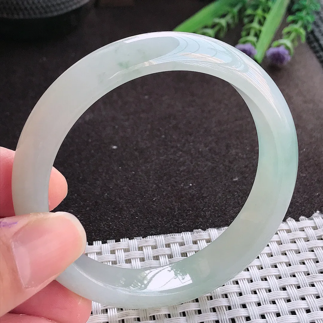 实拍翡翠A货58/13.1/8老坑冰胶水灵冰晴手镯翡翠玉镯女款百搭