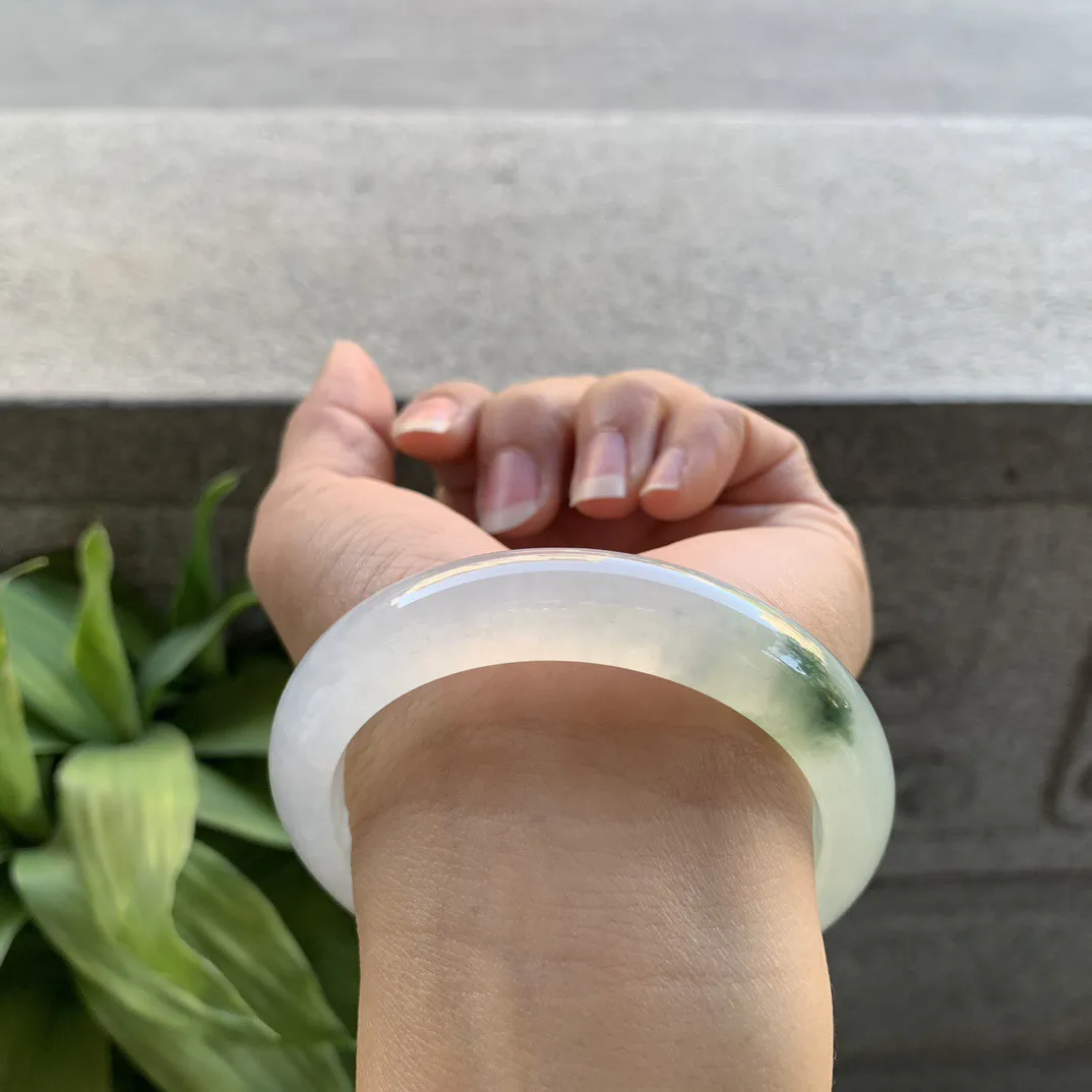 圈口 55.8-12.2-8.6【冰种飘花正圈手镯】正圈55 56可戴