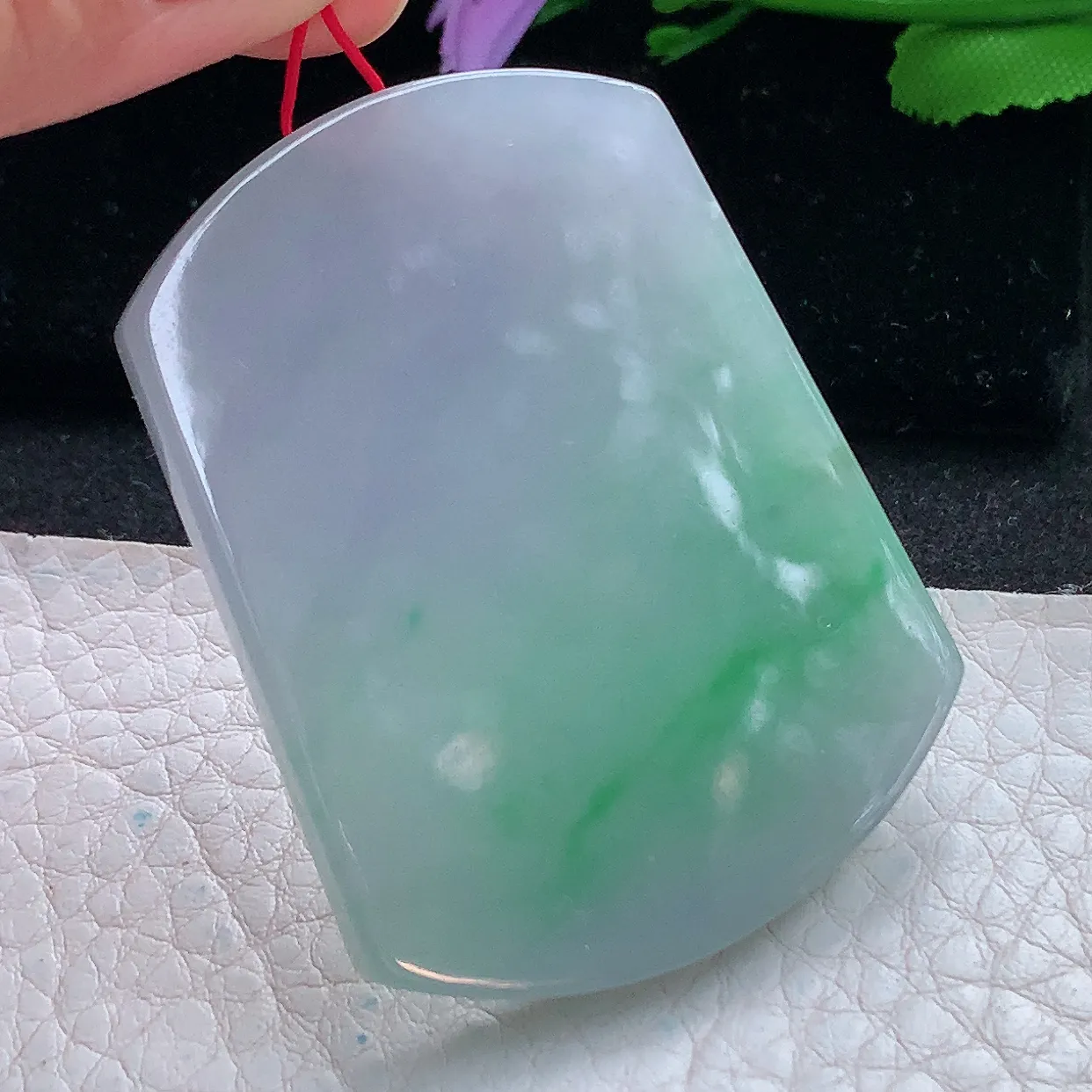 Ktj实拍50.5*38.5*5.5缅甸翡翠淡春彩平安无事牌吊坠