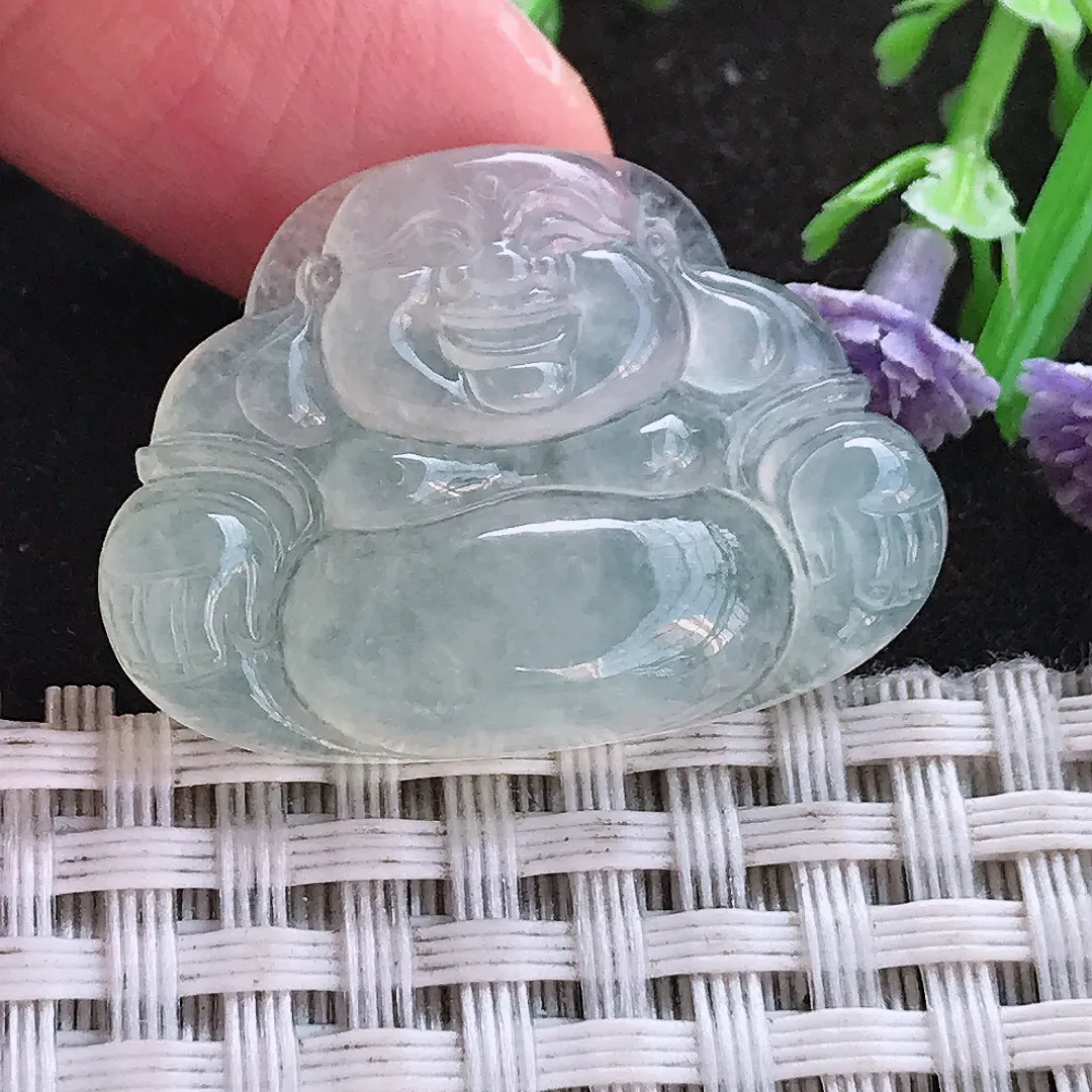 实拍A货翡翠22.7/31.5/5.6老坑冰种起胶冰晴佛公吊坠翡翠玉佛挂件