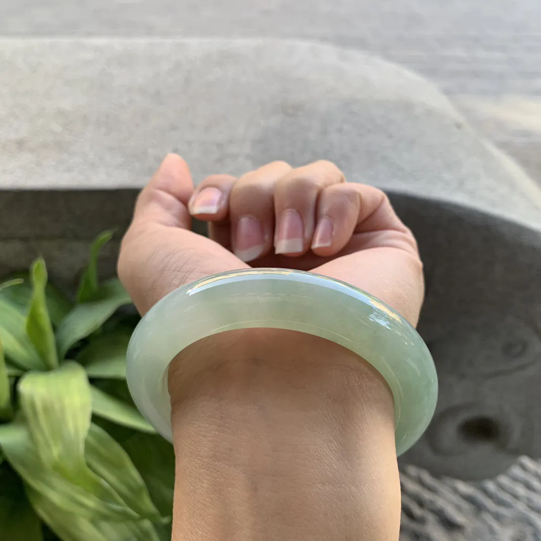 圈口55-11.9-10.2【冰油绿正圈手镯】正圈55 56可戴