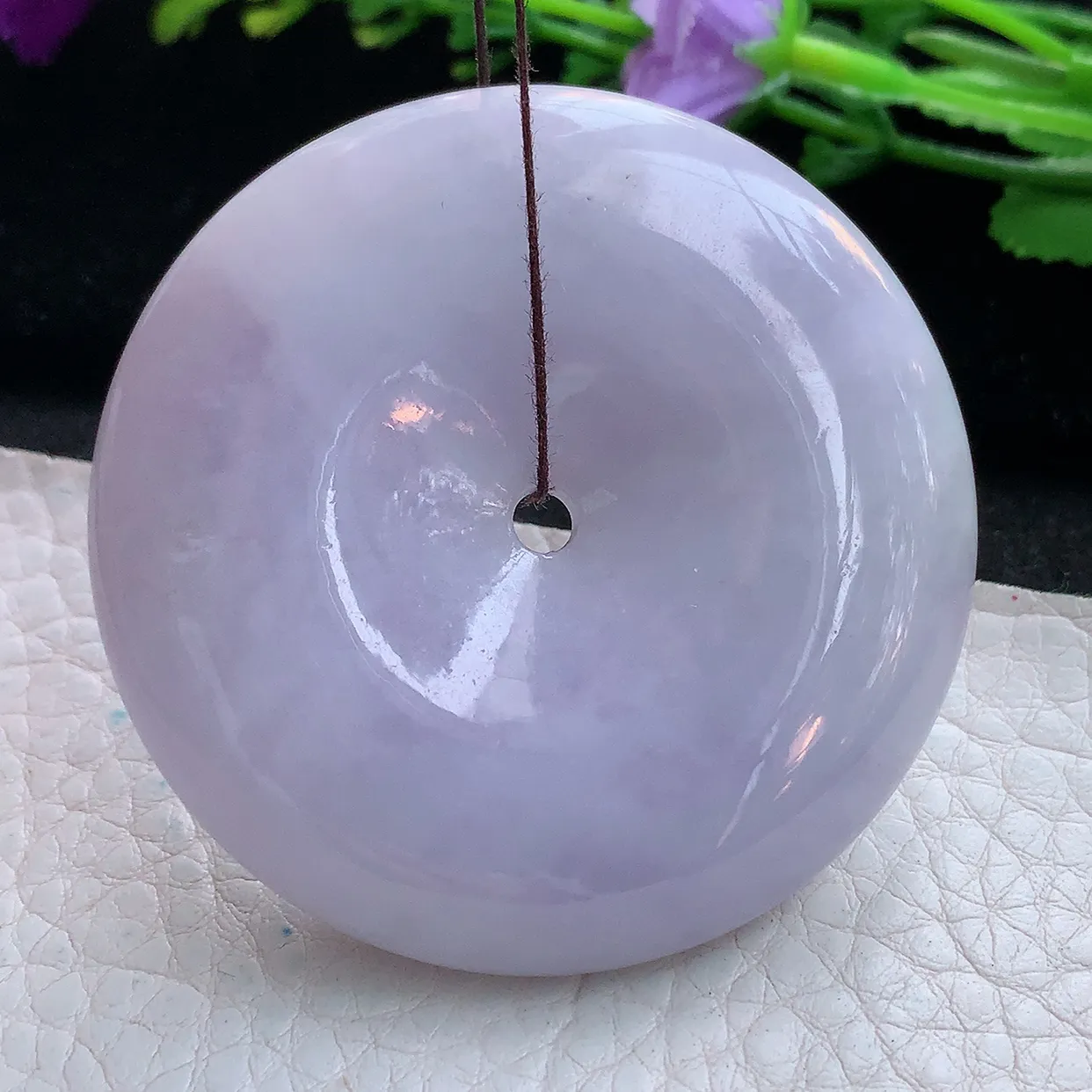 zen实拍53.5*11天然缅甸翡翠紫罗兰大平安扣吊坠 玉扣毛衣坠