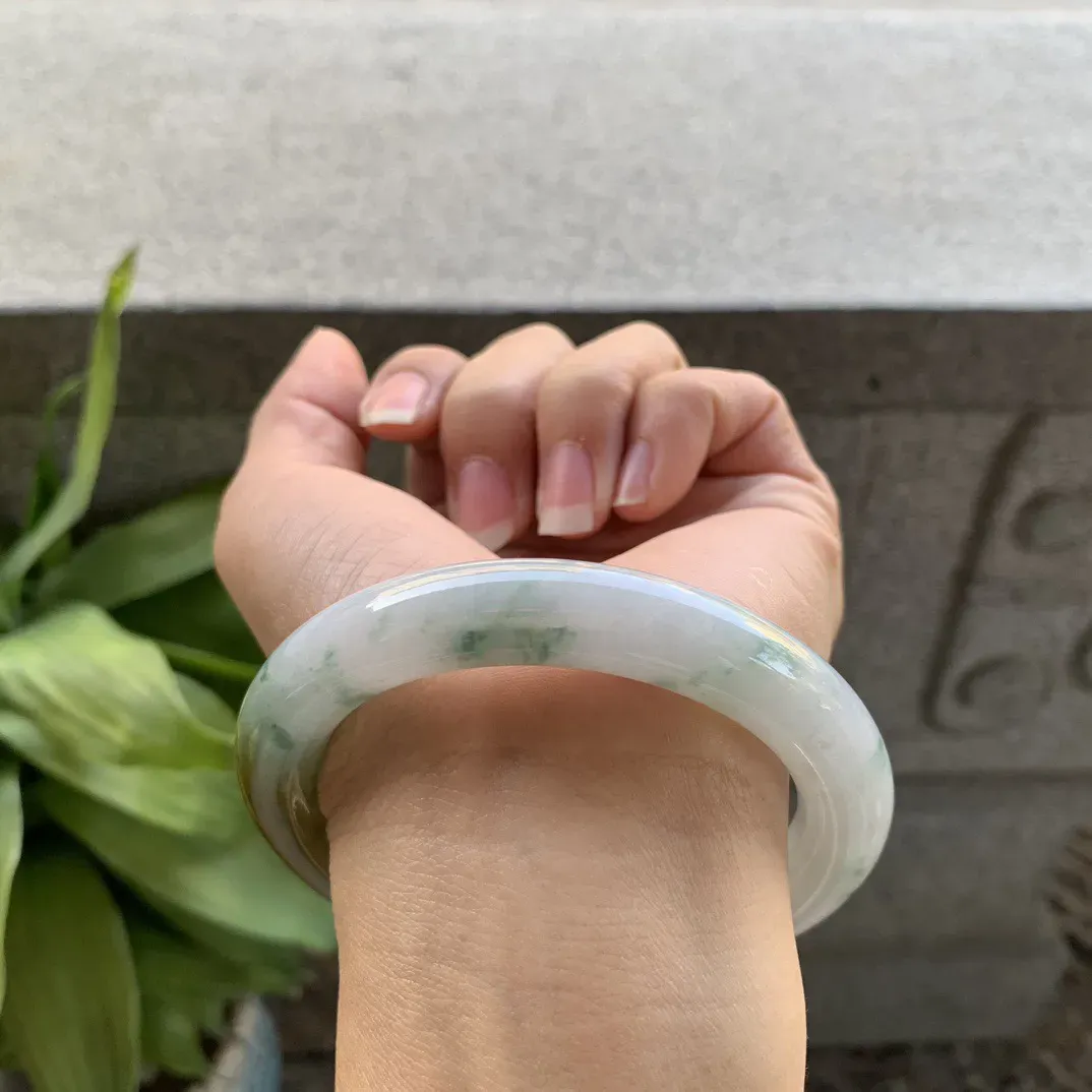 圈口 57-10.8【飘花黄翡圆条手镯】圆条57 58可戴