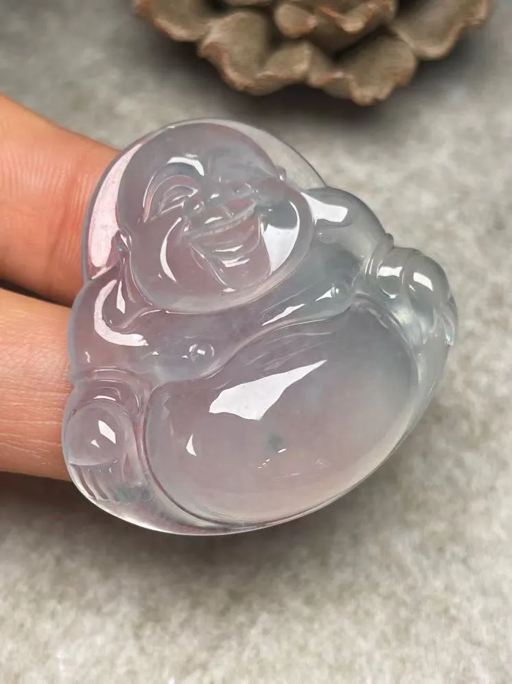 冰种飘花【佛公】吊坠，种水好，玉质细腻 ，卖相好