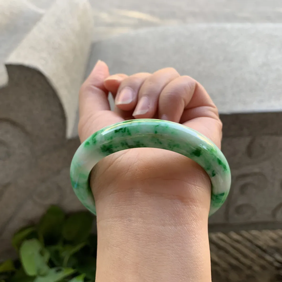圈口56-12.3-9 【满飘绿正圈手镯】正圈56 57可戴