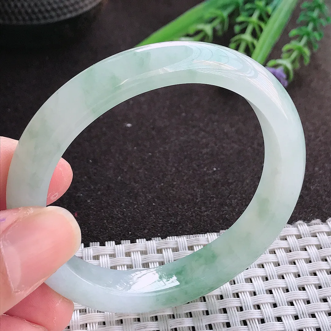 实拍翡翠A货53/48/10.6/8老坑冰胶水灵飘花贵妃手镯翡翠玉镯女款百搭