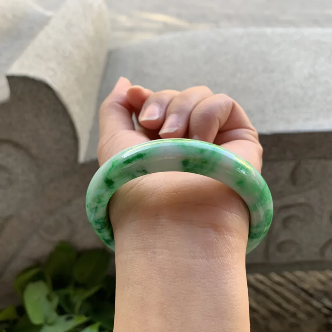 圈口56-12.3-9 【满飘绿正圈手镯】正圈56 57可戴