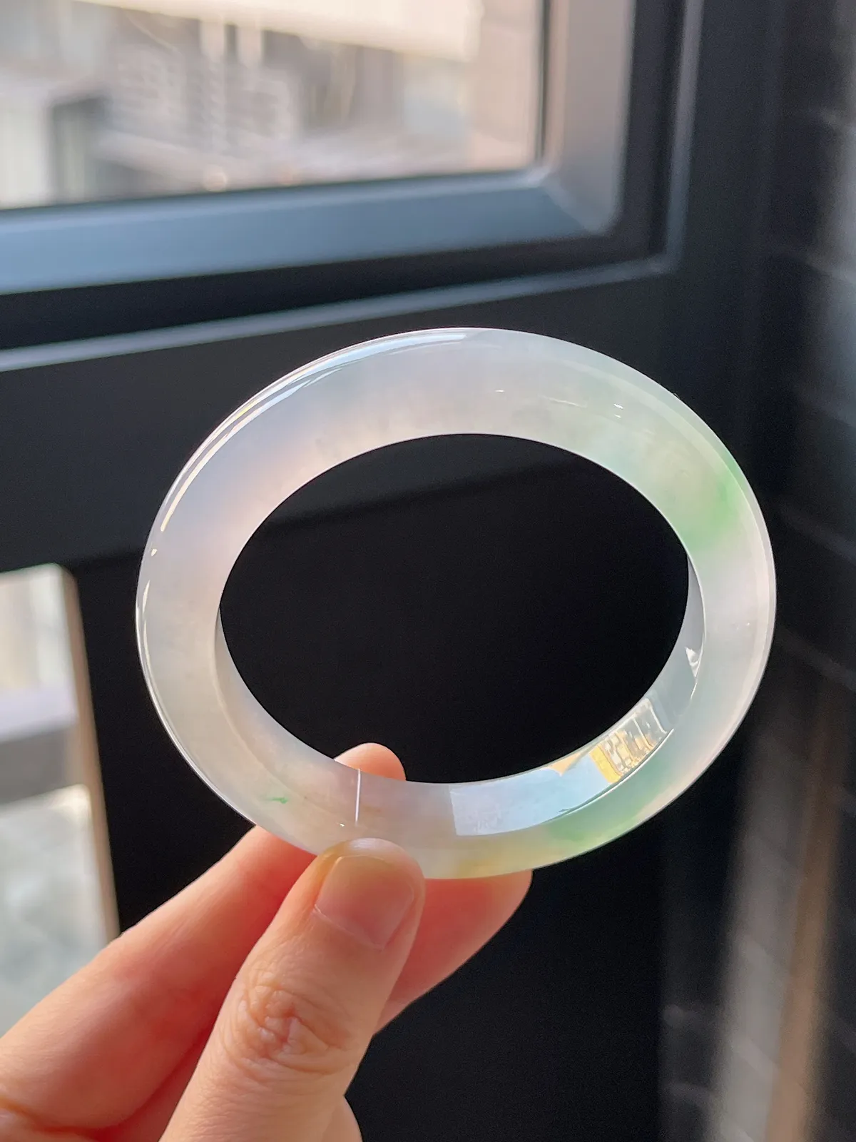 正圈55圈口，翡翠冰种黄加绿手镯