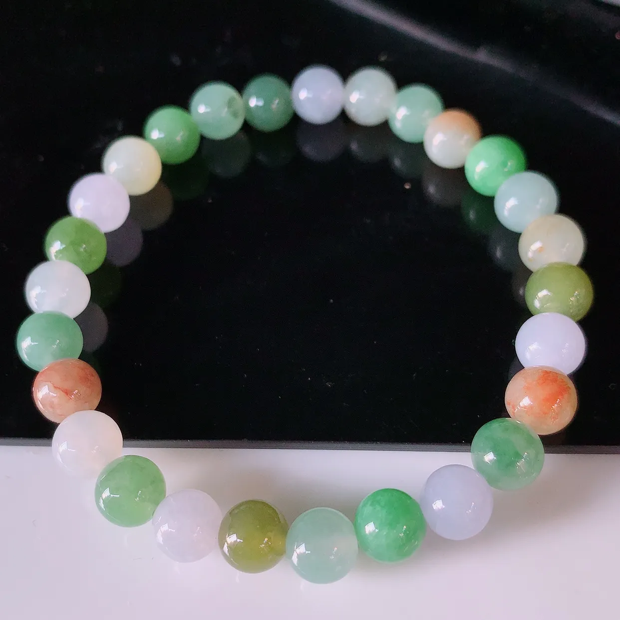 自然光实拍，冰润多宝翡翠手链，多彩翡翠手串，颜色丰富，料子细腻，高档大气，自戴送礼佳品！#46.10取一尺寸7