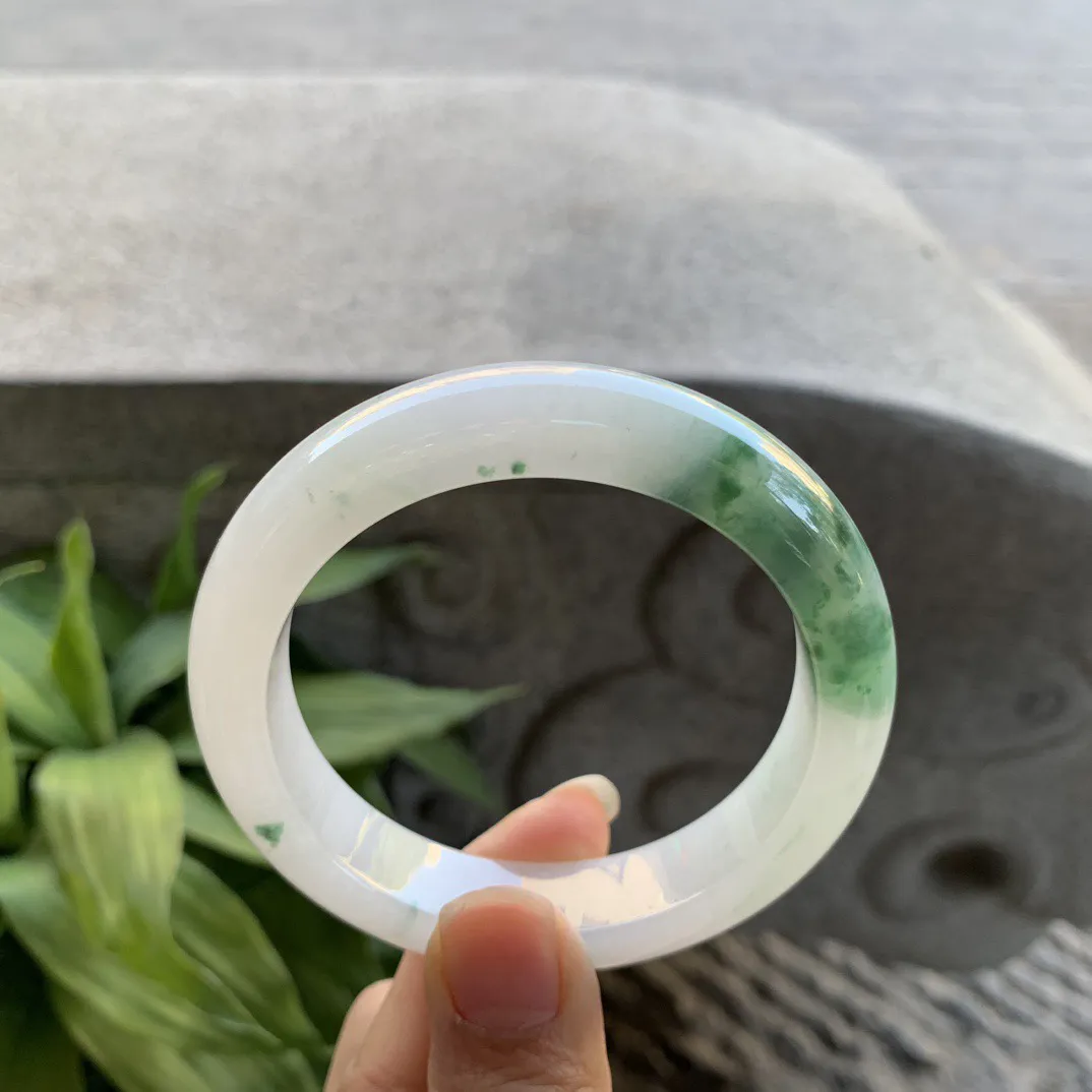 圈口56-13-9.2 【冰飘绿花正圈手镯】正圈56 57可戴