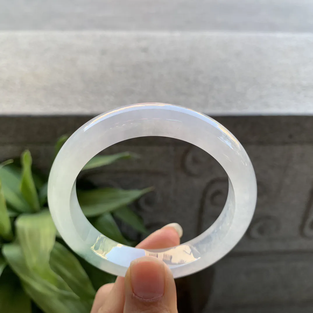 圈口 55.8-12.2-8.6【冰种飘花正圈手镯】正圈55 56可戴