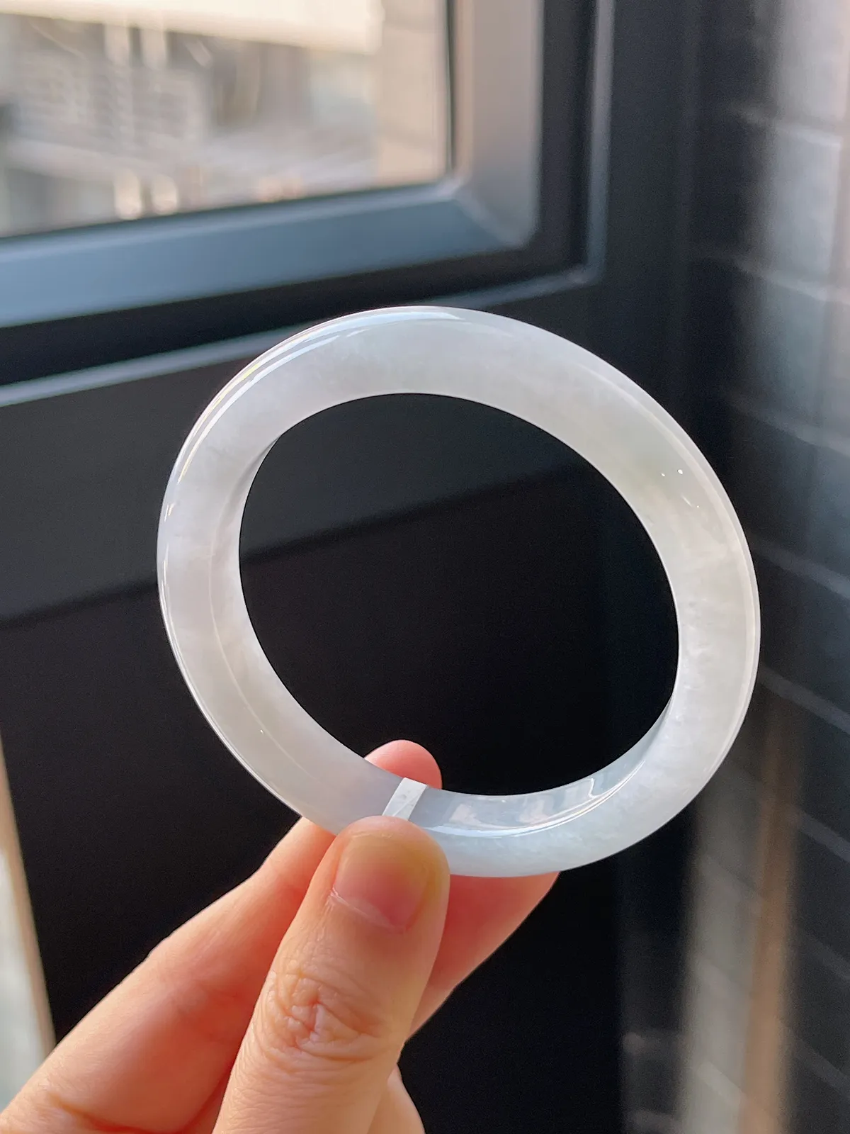 正圈53.5圈口，翡翠冰糯种白色手镯