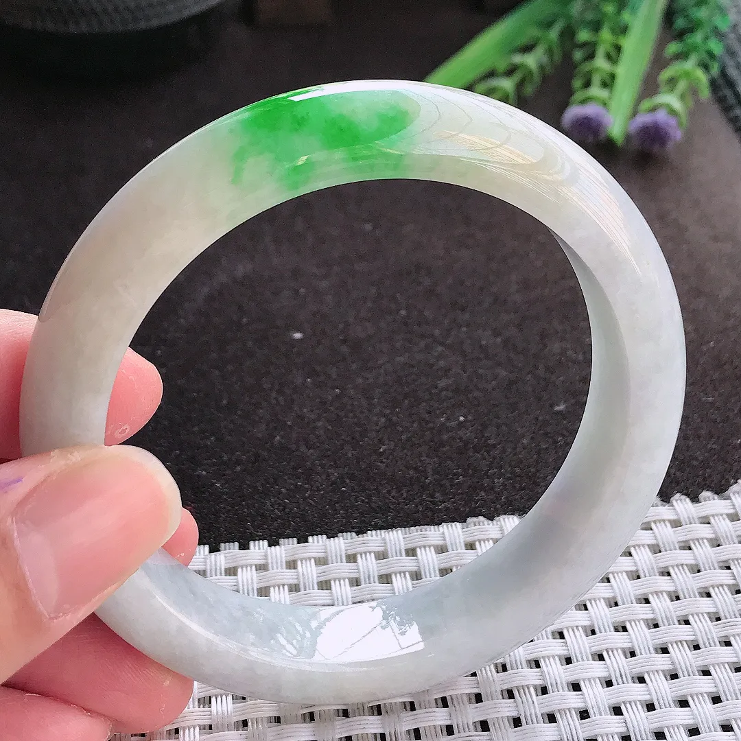 实拍翡翠A货58.8/13.2/8.8老坑精美飘阳绿手镯翡翠玉镯女款百搭