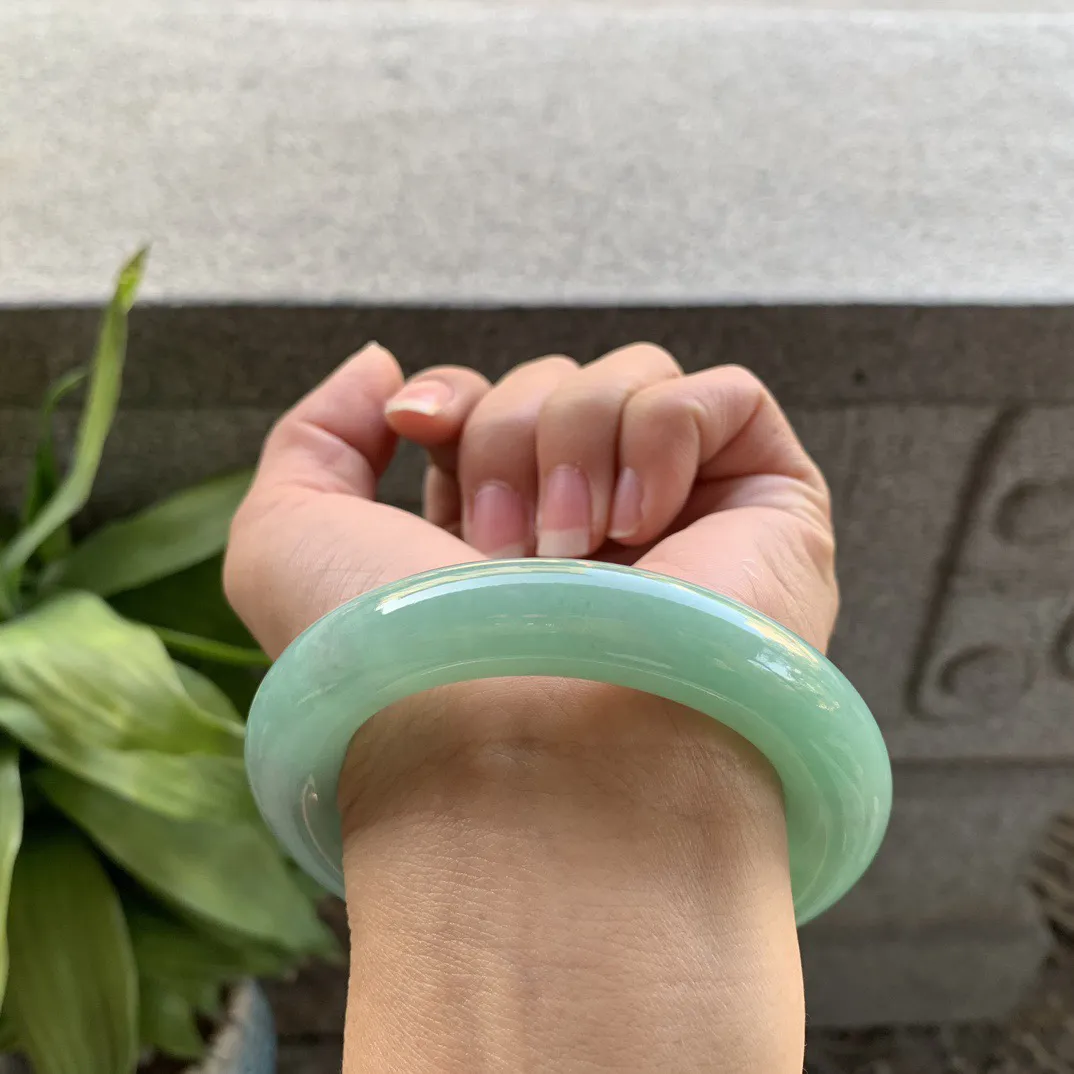 圈口54.3-12.4 【满果绿圆条手镯】圆条54 55可戴