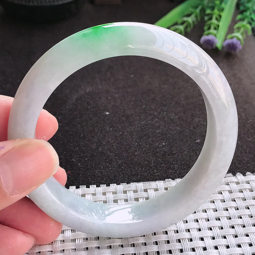 实拍翡翠A货58.8/13.2/8.8老坑精美飘阳绿手镯翡翠玉镯女款百搭