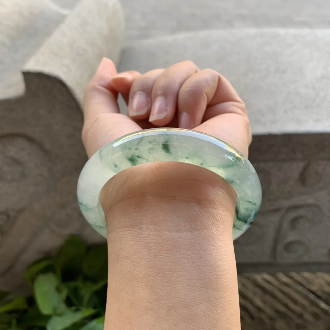 圈口55.7-12-9.1 【高冰飘花正圈手镯】正圈55 56可戴