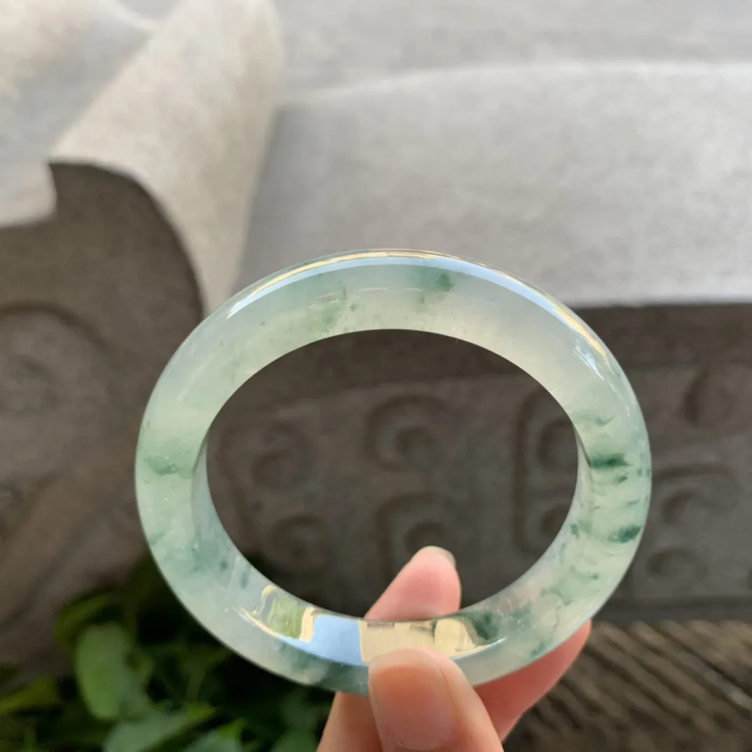 圈口55.7-12-9.1 【高冰飘花正圈手镯】正圈55 56可戴