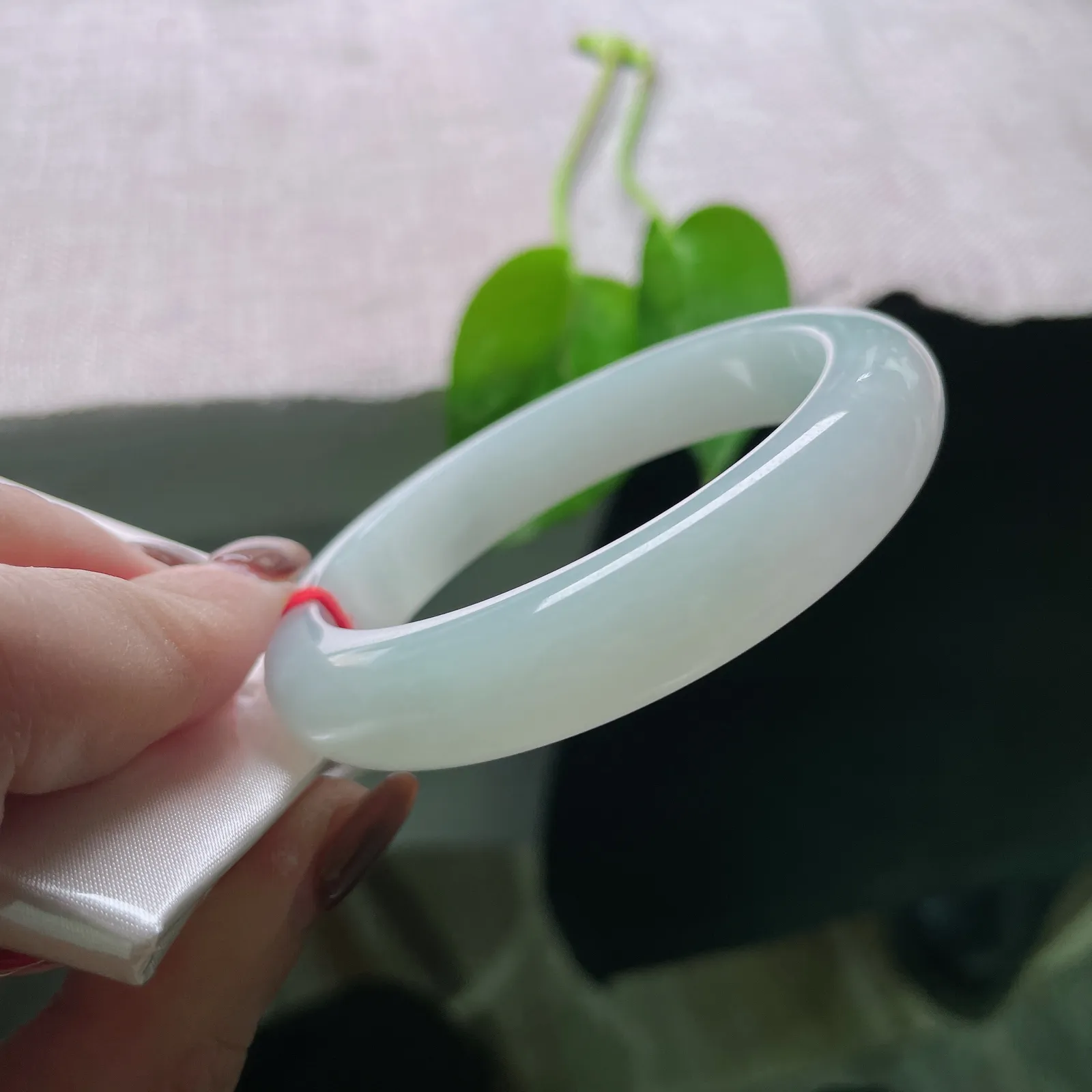 55/11.9/8.3，淡绿底正圈，色淡，清秀迷人，料子干净，清爽。