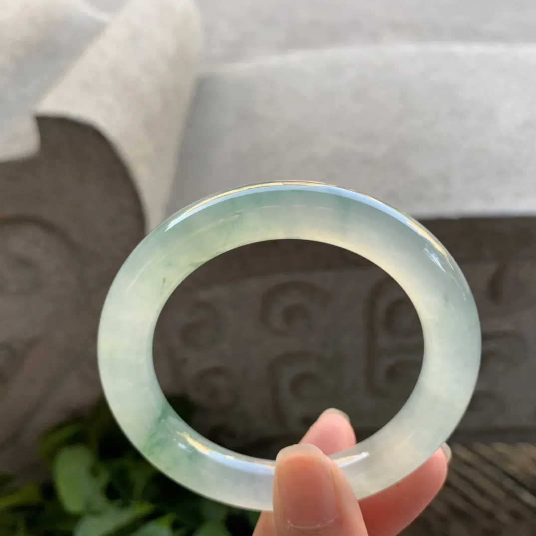 小圈口52.5-9.8 【高冰飘花圆条手镯】圆条52 53可戴