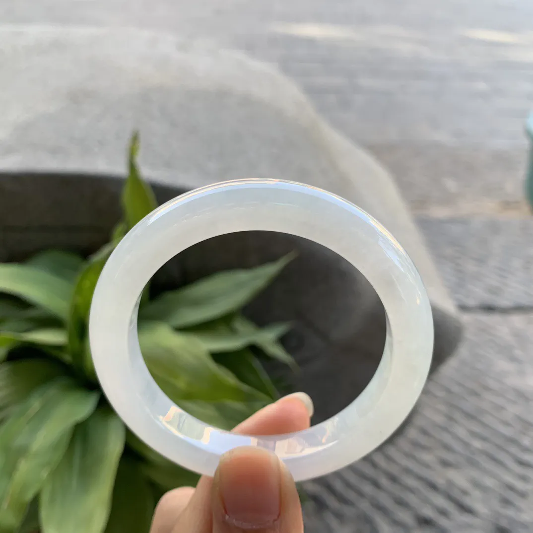 小圈口 52.3-10.5-8.6【冰种白正圈手镯】正圈52 53可戴