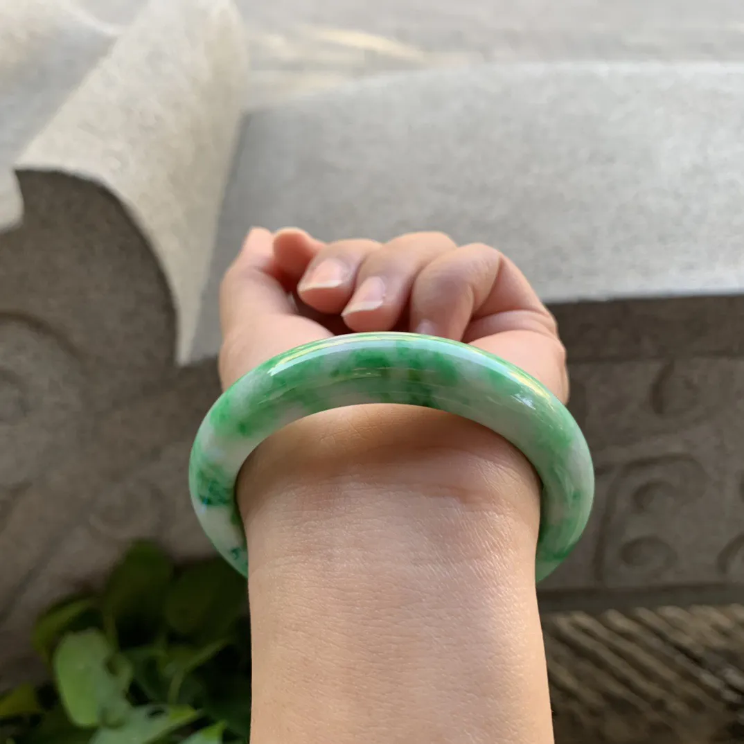 圈口56-12.3-9 【满飘绿正圈手镯】正圈56 57可戴
