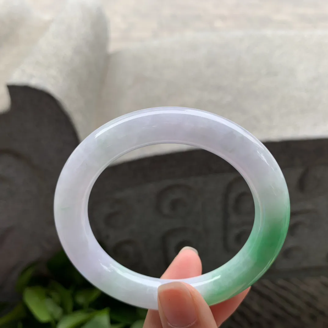 小圈口 53.4-10.3毫米【飘绿圆条手镯】圆条53 54可戴