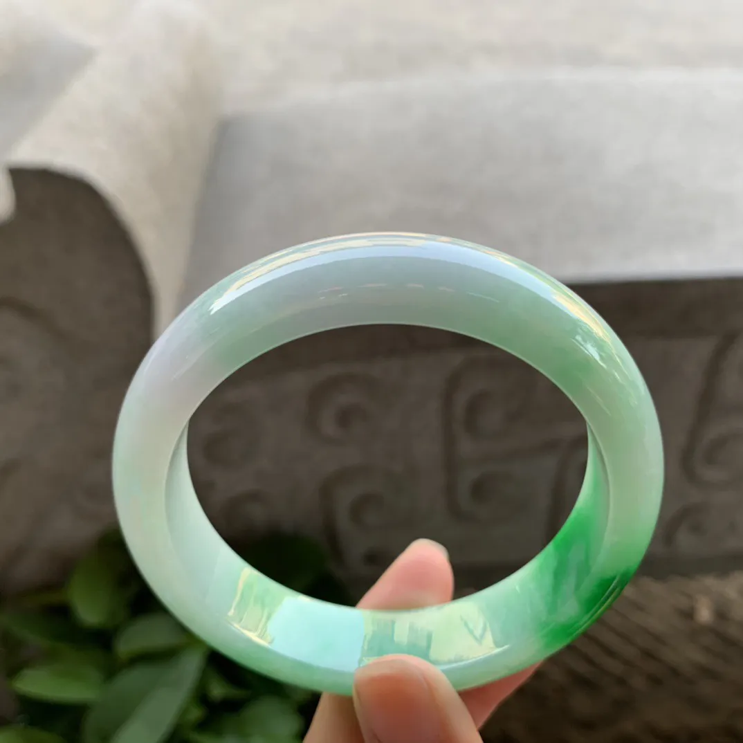 宽版大圈口59.6-14.9-8.7毫米 【飘阳绿正圈手镯】正圈59 60可戴
