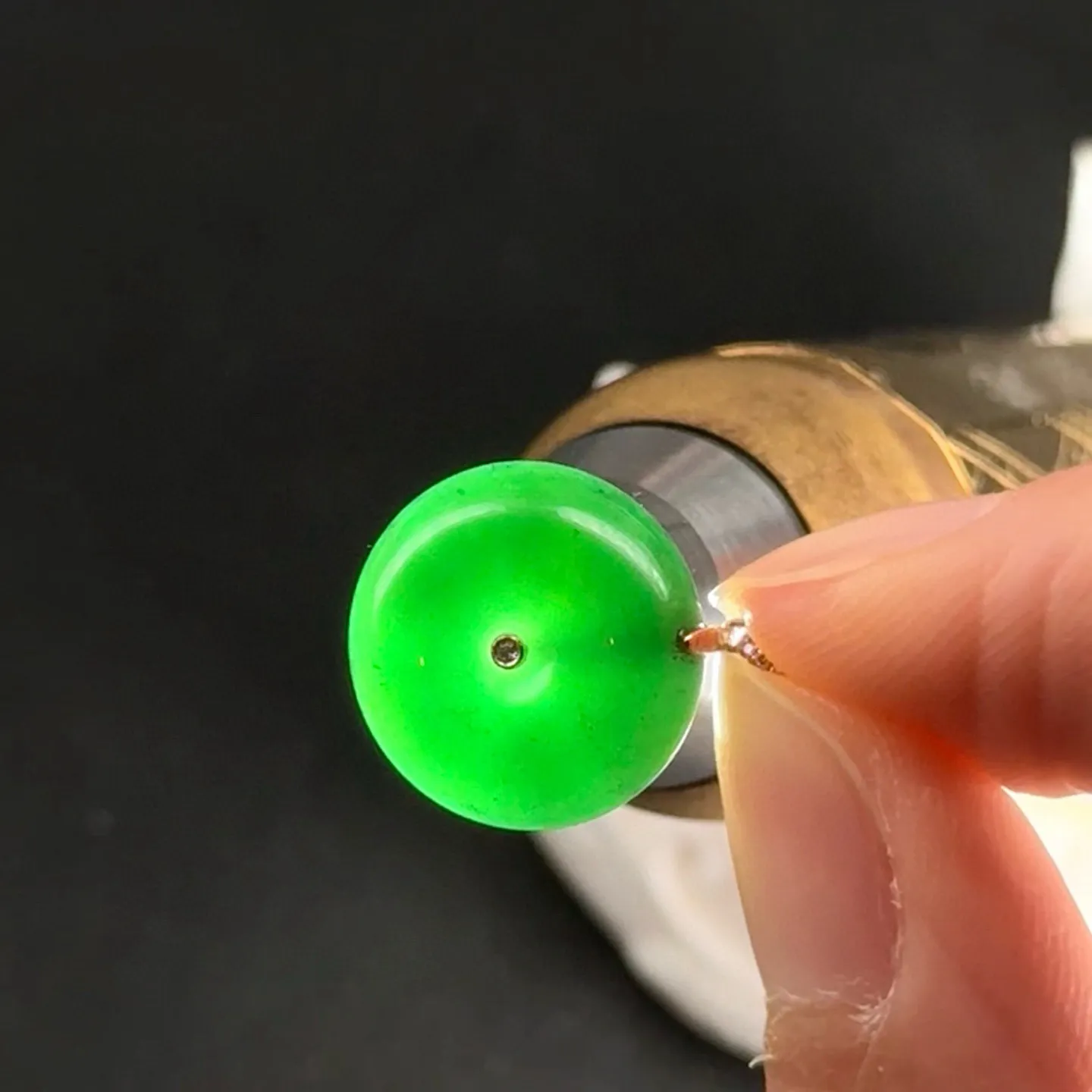 精品18k墨翠平安扣 尺寸14.9