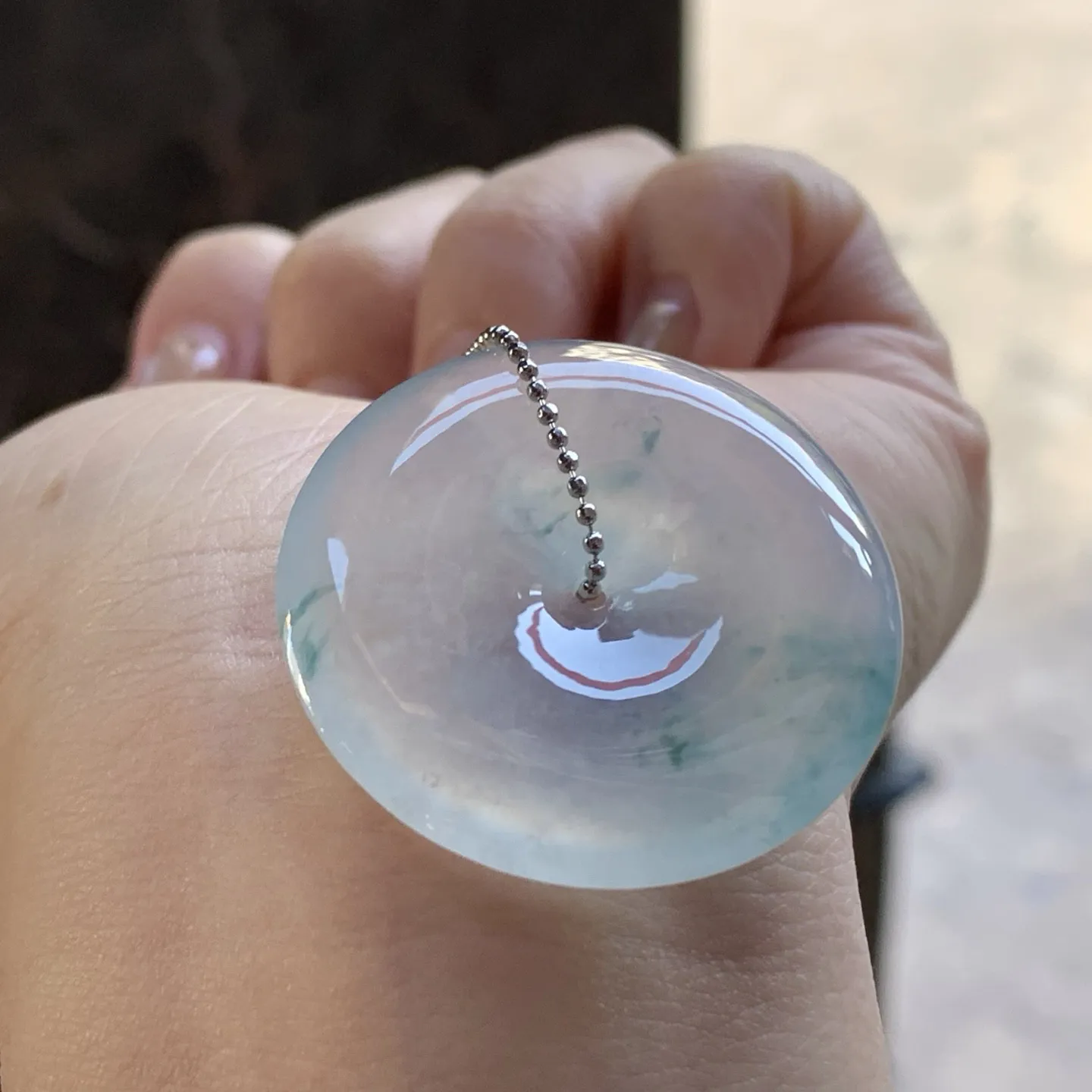 冰种飘花平安扣
种老肉细