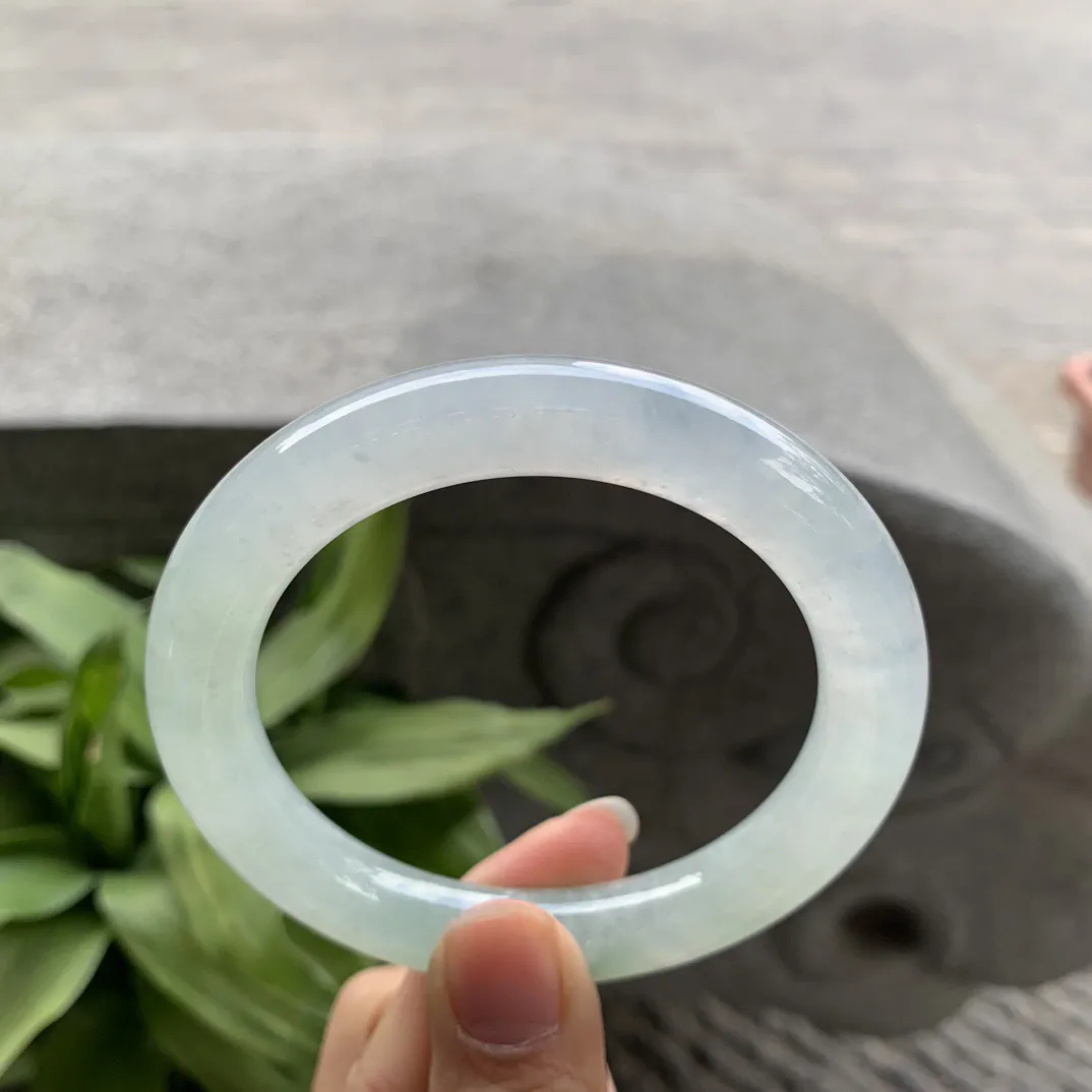 圈口 57.8-10.6【冰晴绿圆条手镯】圆条57 58可戴