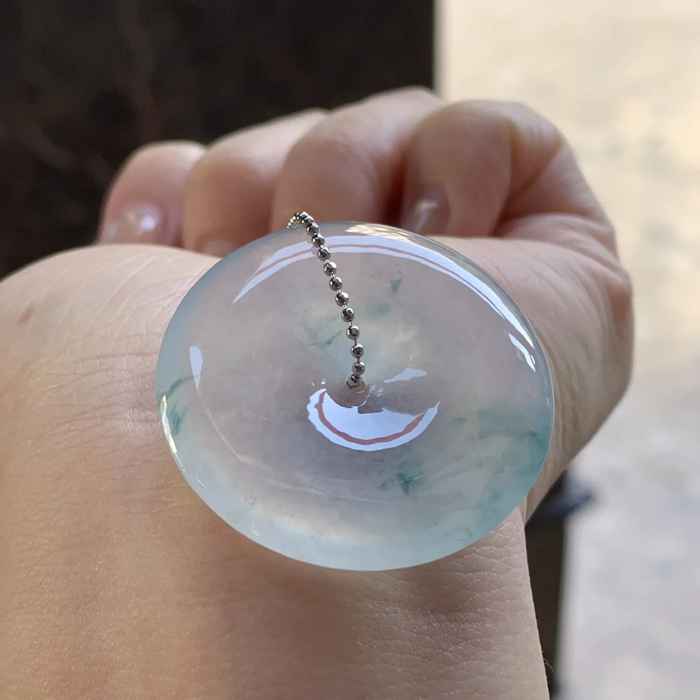 冰种飘花平安扣
种老肉细