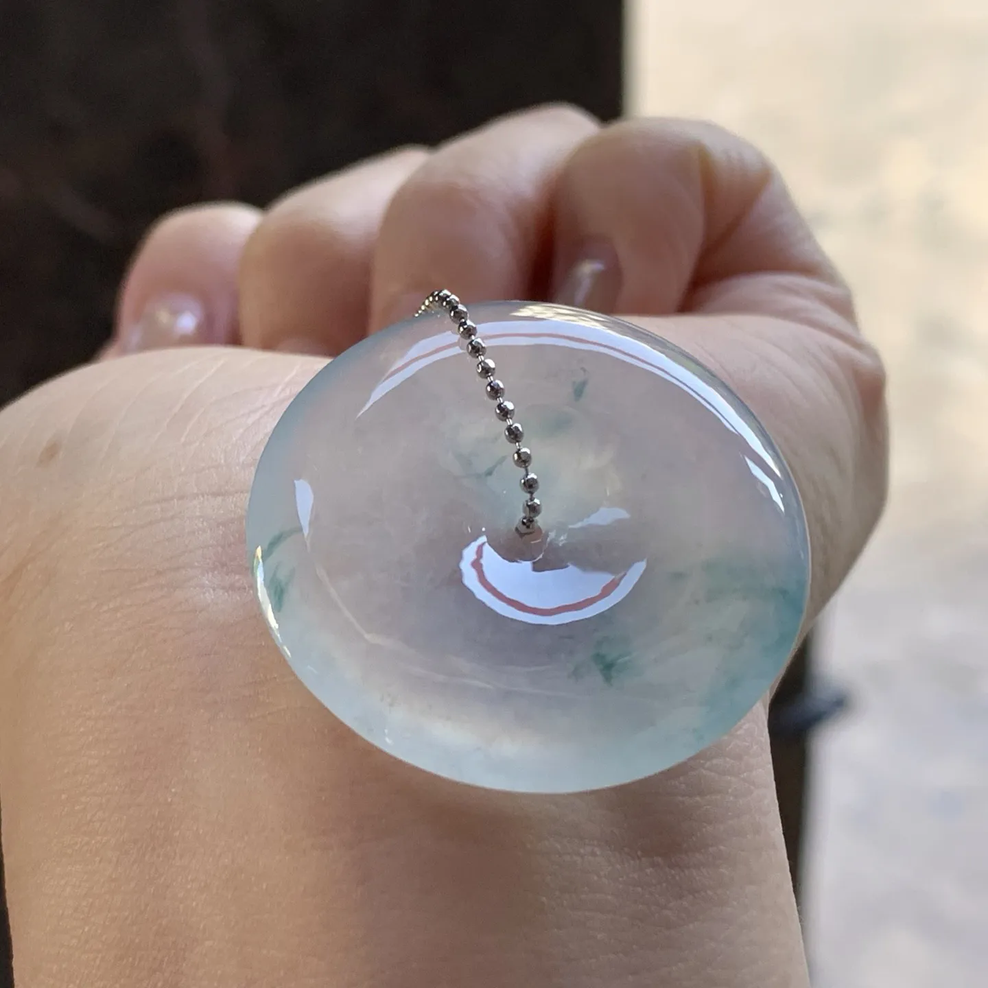 冰种飘花平安扣
种老肉细