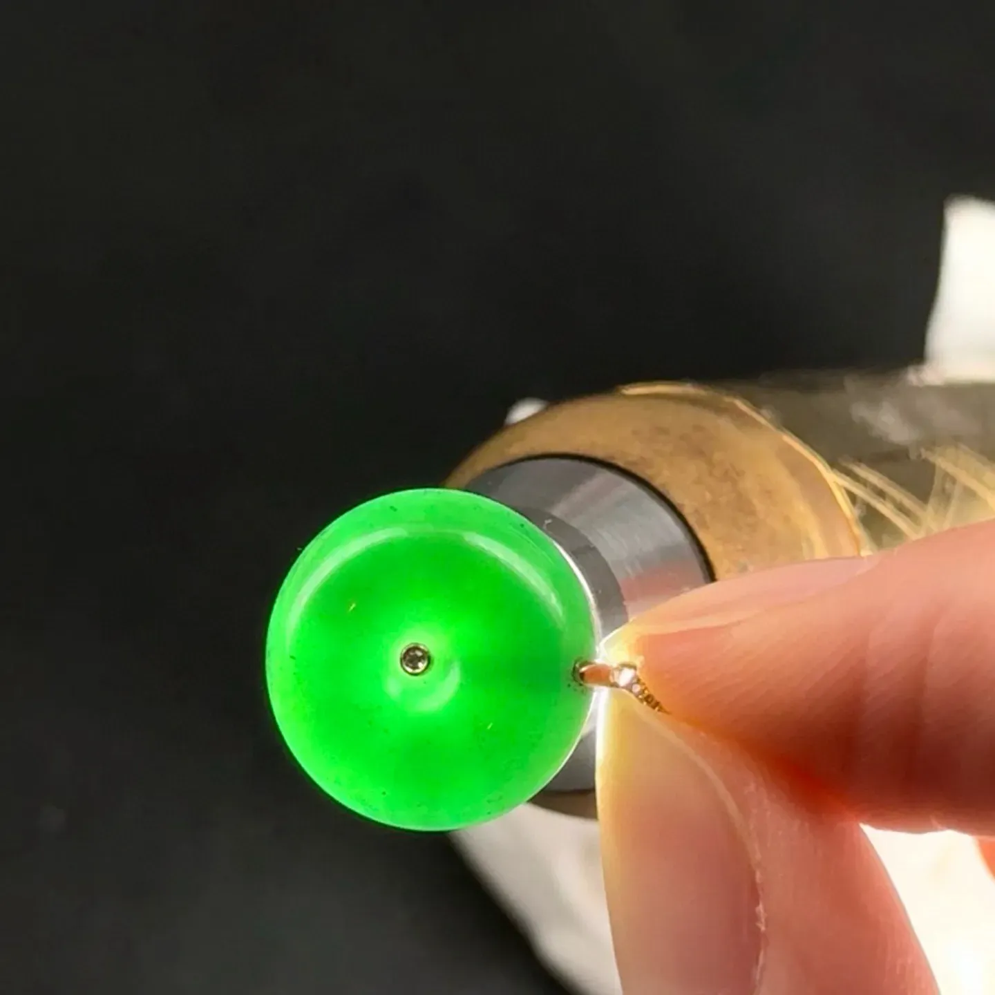 精品18k墨翠平安扣 尺寸14.9