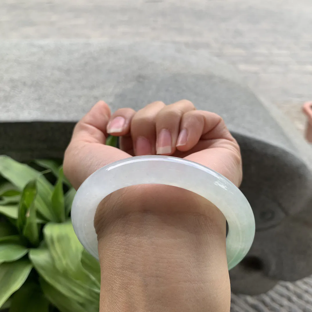 圈口 57.8-10.6【冰晴绿圆条手镯】圆条57 58可戴