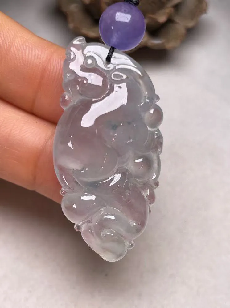 冰种飘花【龙行天下】吊坠，种水好，玉质细腻 ，卖相好.