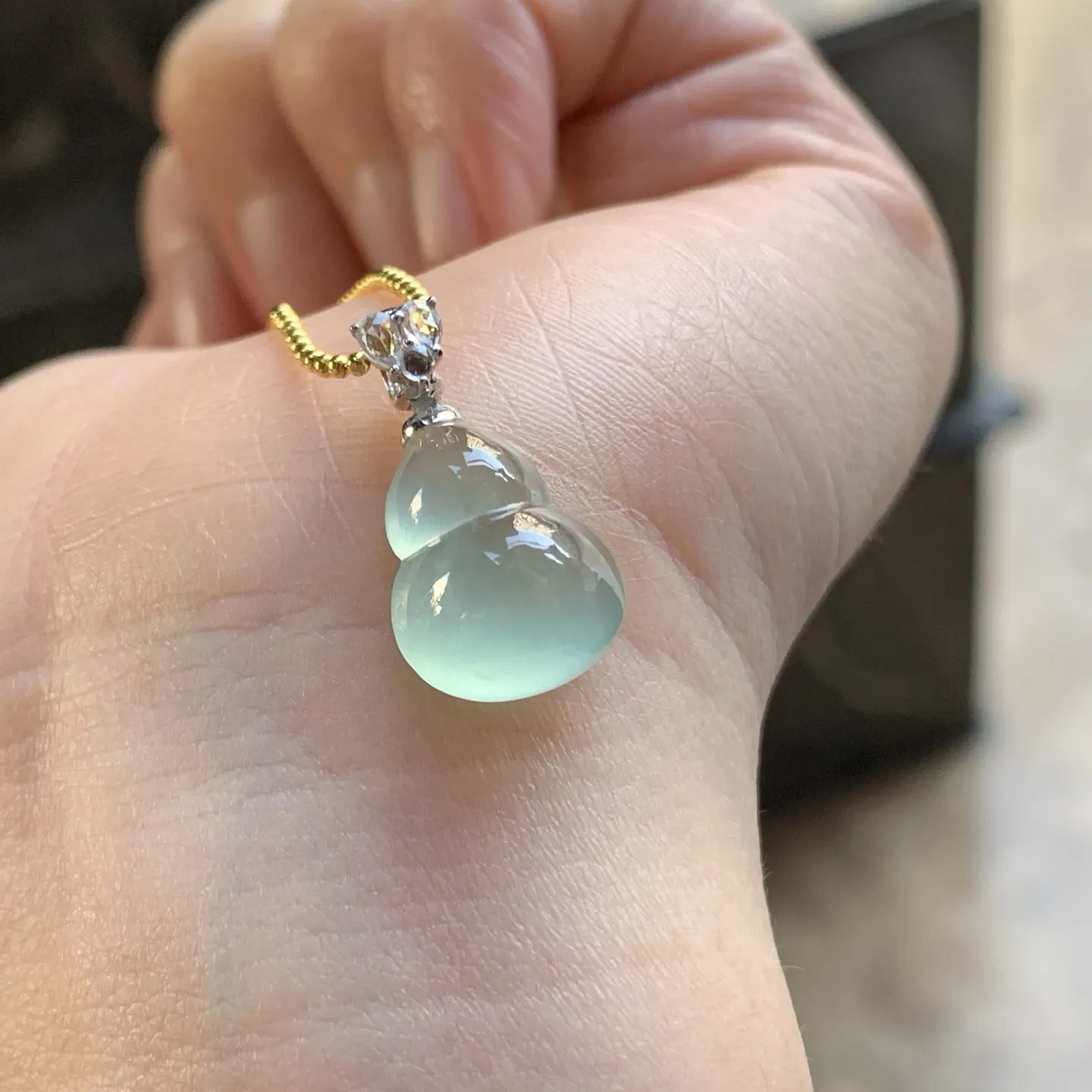 金扣冰种葫芦^_^荧光十足 清透