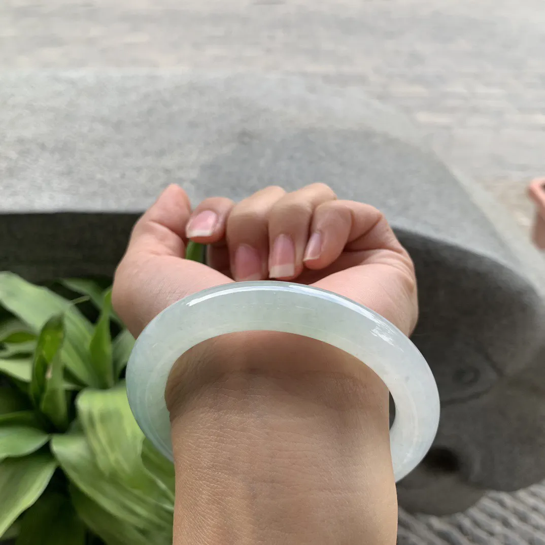 圈口 57.8-10.6【冰晴绿圆条手镯】圆条57 58可戴