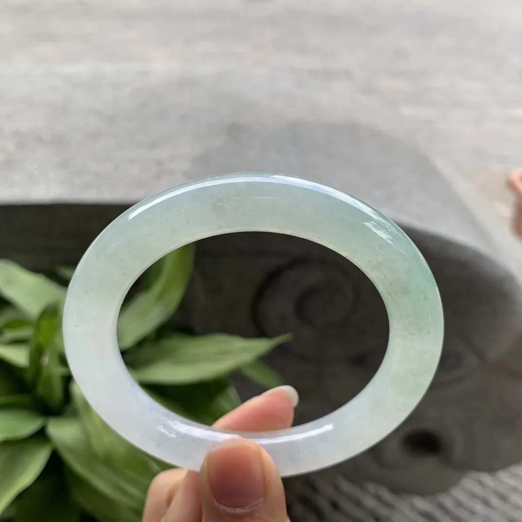 圈口 57.8-10.6【冰晴绿圆条手镯】圆条57 58可戴