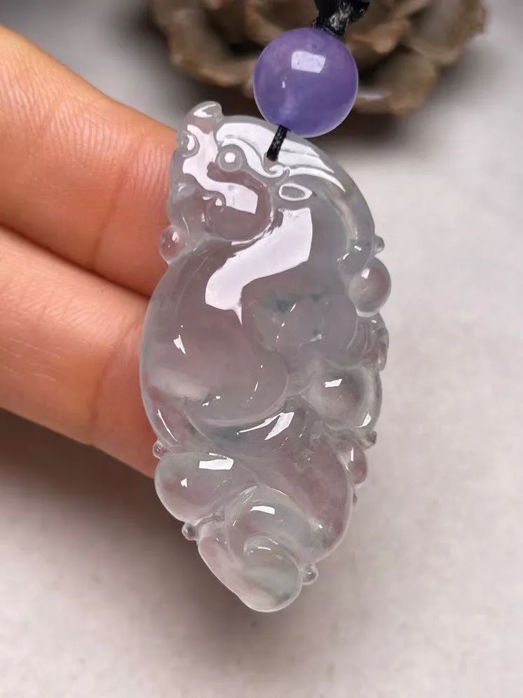 冰种飘花【龙行天下】吊坠，种水好，玉质细腻 ，卖相好.