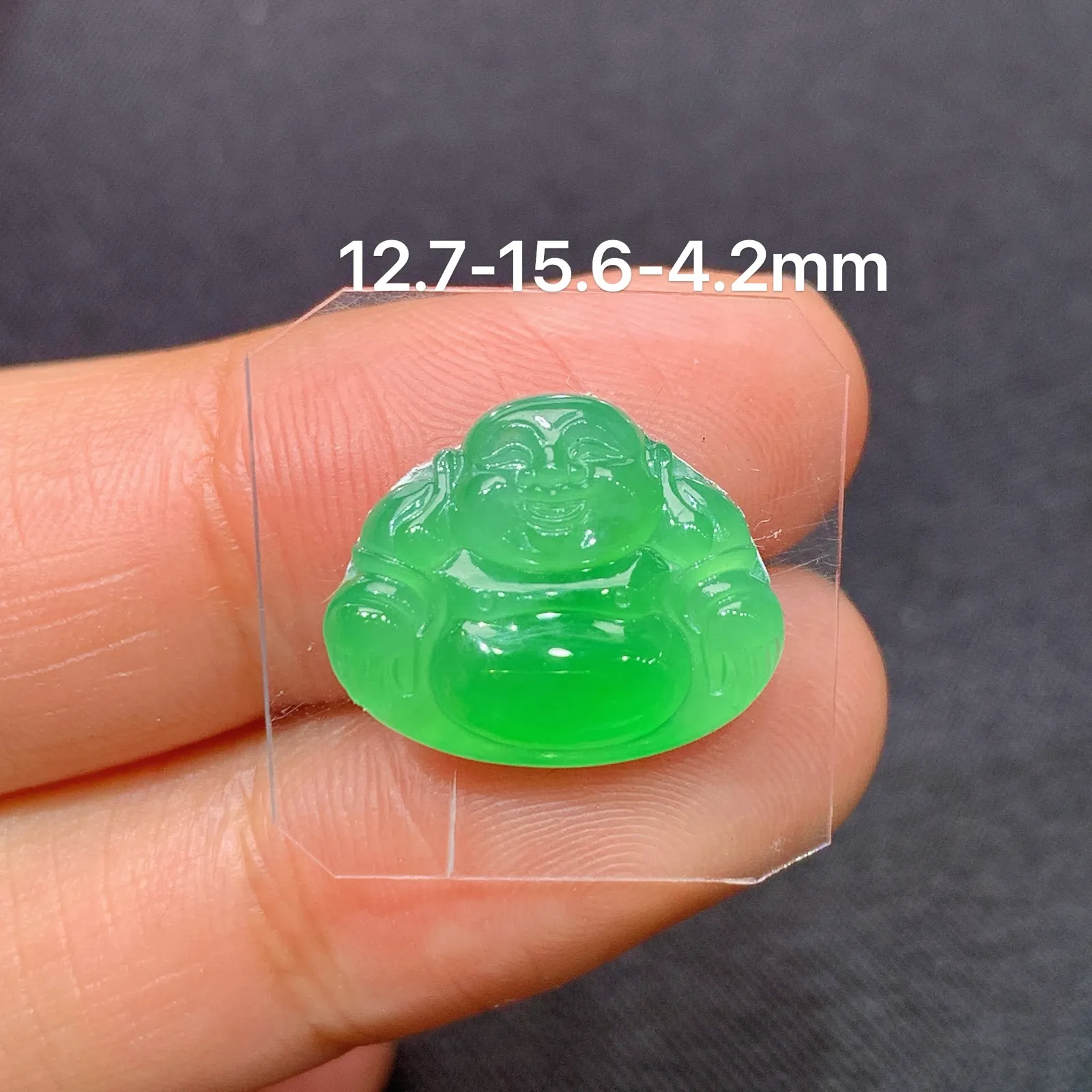 甜阳绿笑佛，镶嵌佳品，冰润色阳，种水足，Zj 尺寸12.7*15.6*4.2