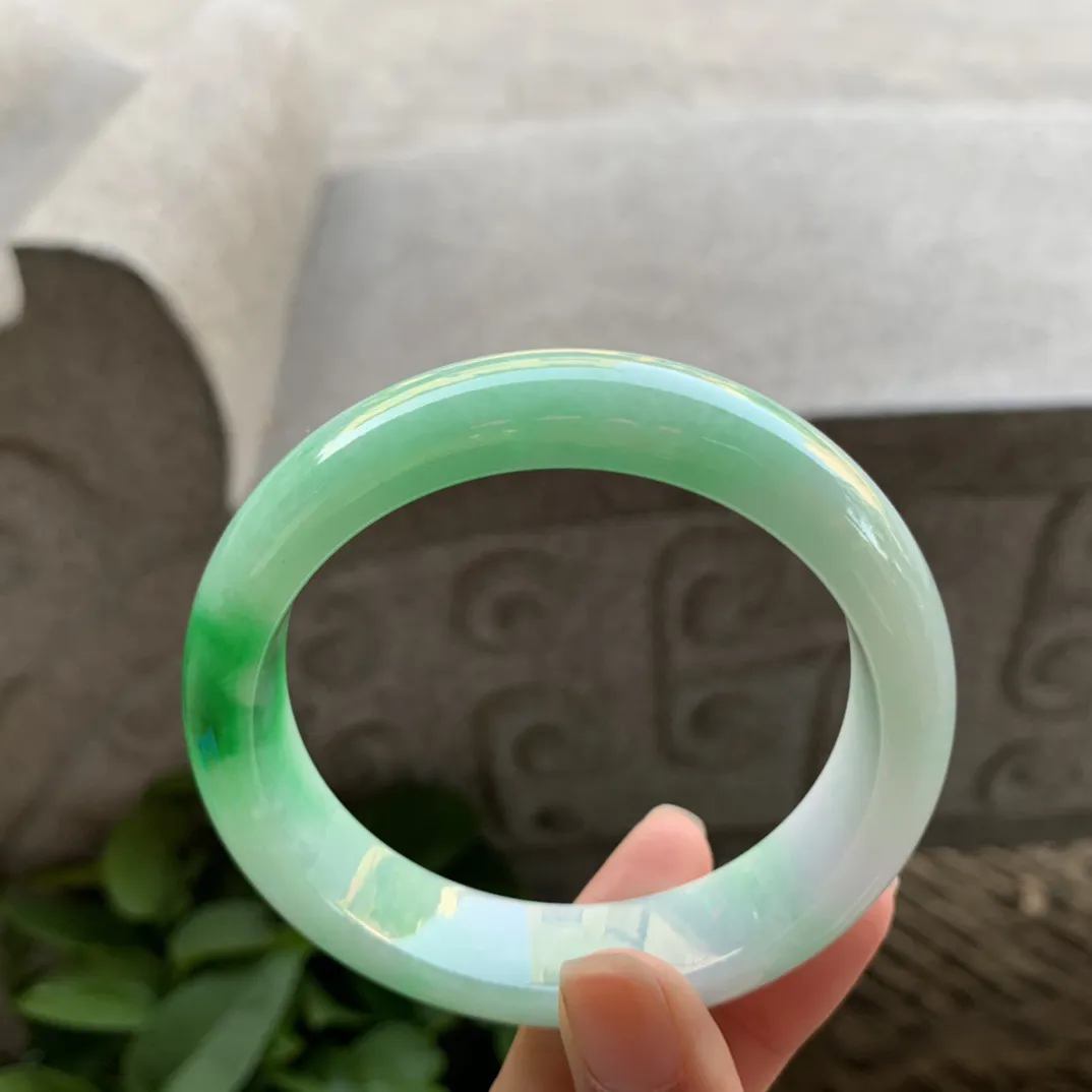 宽版大圈口59.6-14.9-8.7毫米 【飘阳绿正圈手镯】正圈59 60可戴