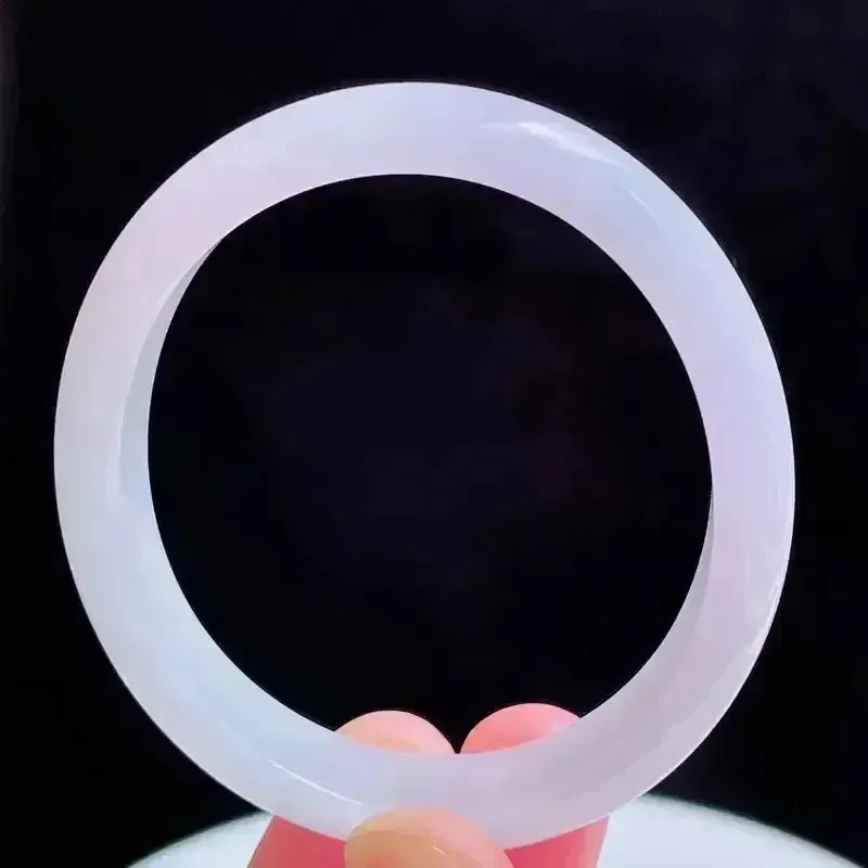 55圈贵妃天然翡翠A货淡紫玉手镯好种水春彩水润手镯36.25g