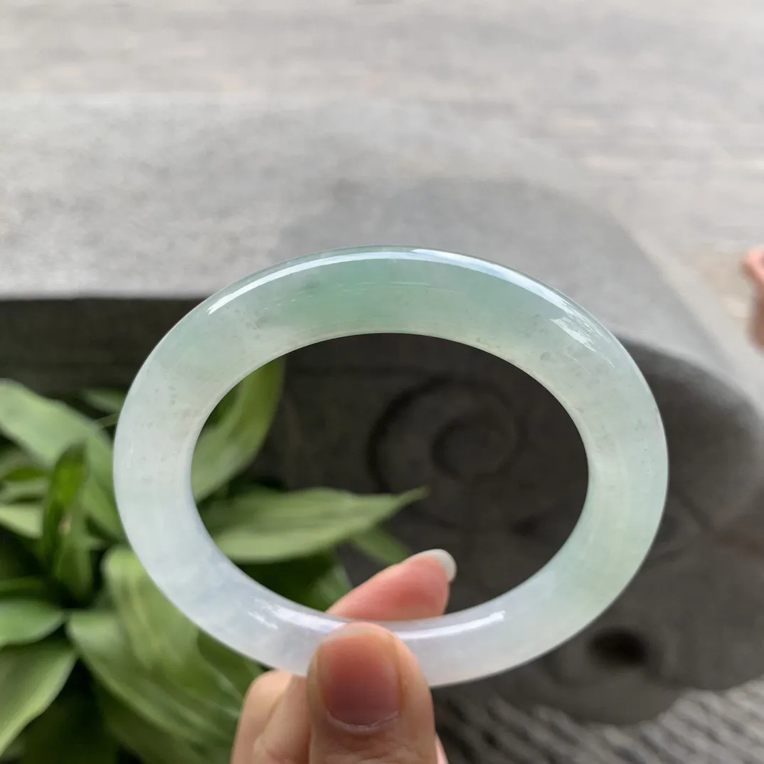 圈口 57.8-10.6【冰晴绿圆条手镯】圆条57 58可戴