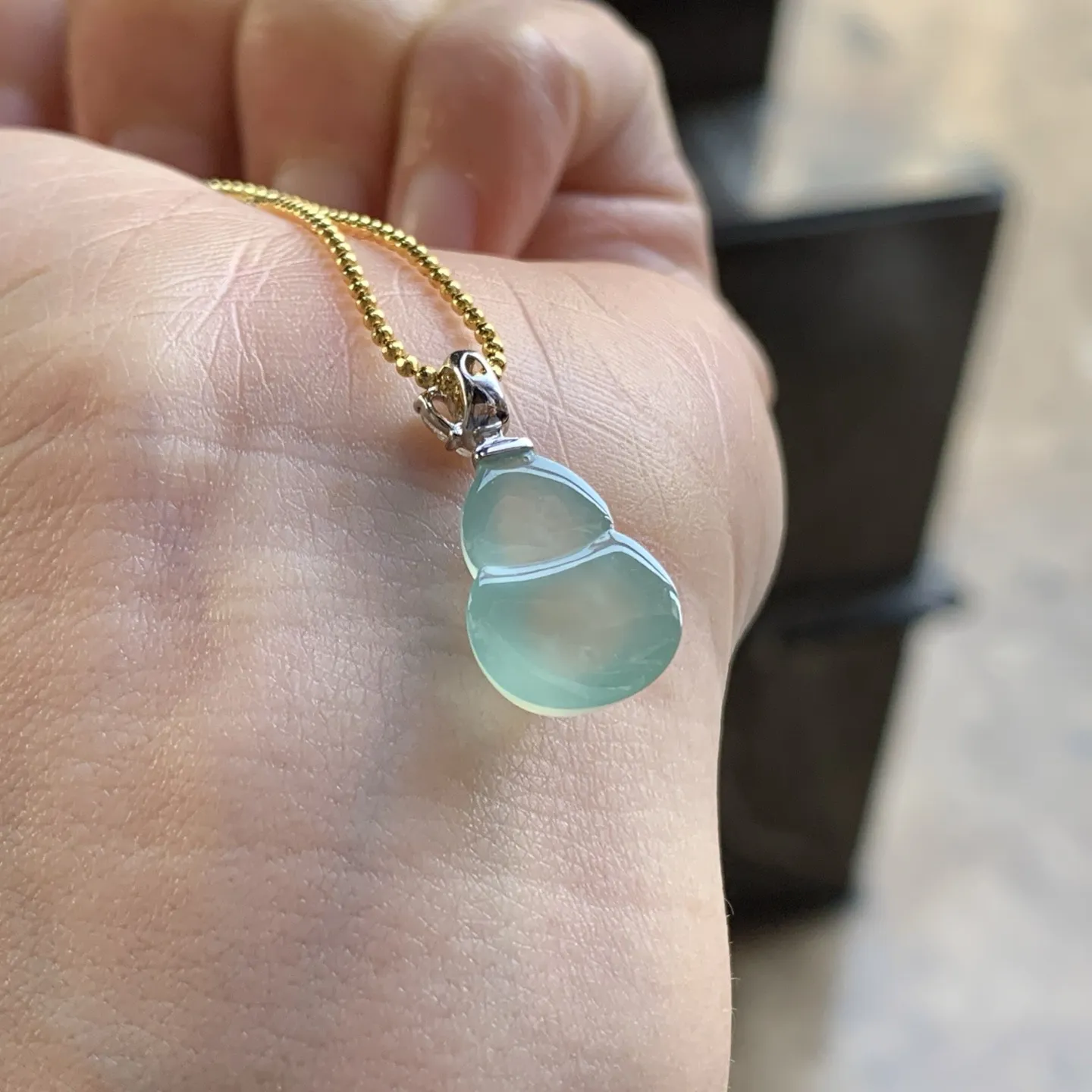 金扣冰种葫芦^_^荧光十足 清透