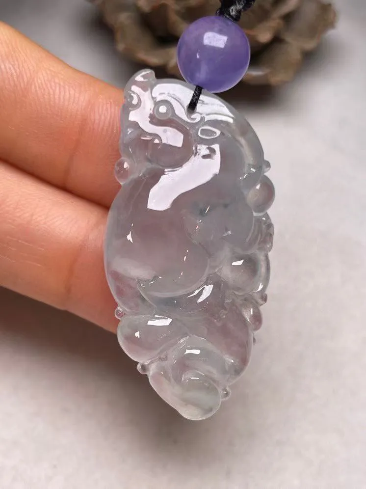 冰种飘花【龙行天下】吊坠，种水好，玉质细腻 ，卖相好.