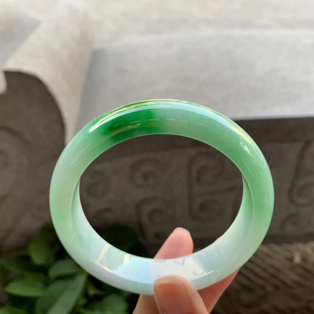 宽版大圈口59.6-14.9-8.7毫米 【飘阳绿正圈手镯】正圈59 60可戴