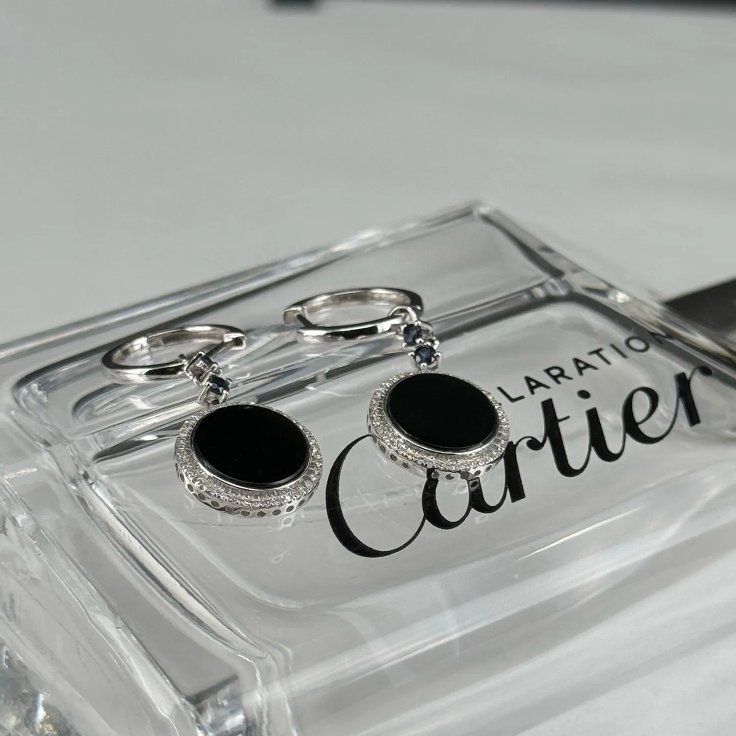 精品18k墨翠圆片耳坠 种好色正 黑度极好 打灯通透 油性十足 尺寸12.2